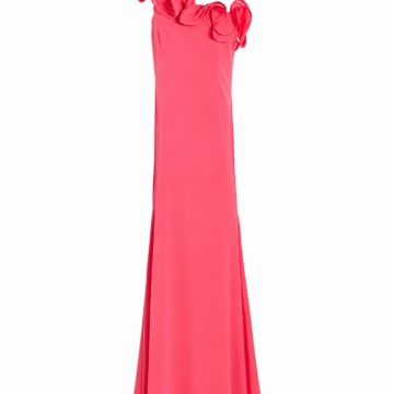 Bright Pink Ruffle Off-the-Shoulder Maxi Dress