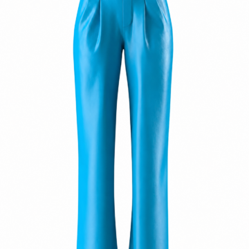 Bright Blue High-Waisted Wide-Leg Pleated Jeans