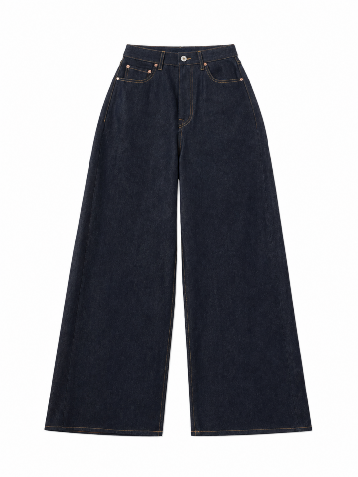 Dark Indigo Loose Straight Wide-Leg Jeans