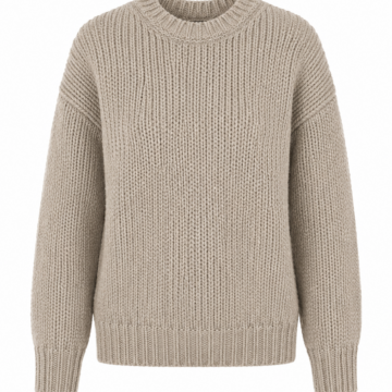 Light Beige Chunky Knit Crewneck Sweater