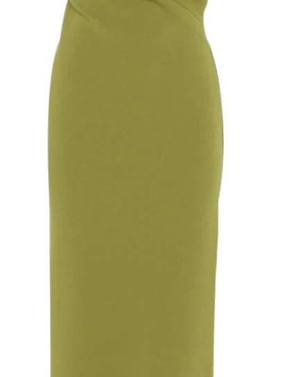 Olive Green Wrap-Style Midi Dress