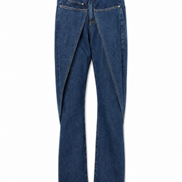 Dark Blue Asymmetric Paneled Straight-Leg Jeans