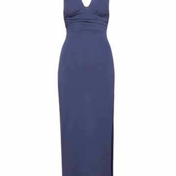 Dark Blue Sleeveless Bodycon Maxi Dress with Side Slit