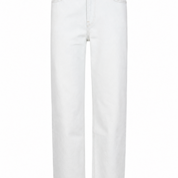 White Clean Solid Cotton Straight-Leg Jeans
