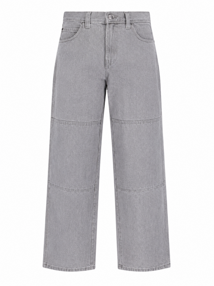 Light Grey Paneled Straight-Leg Denim Jeans