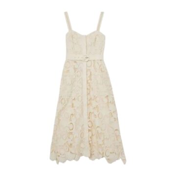 Cream Lace Scallop Hem Midi Dress